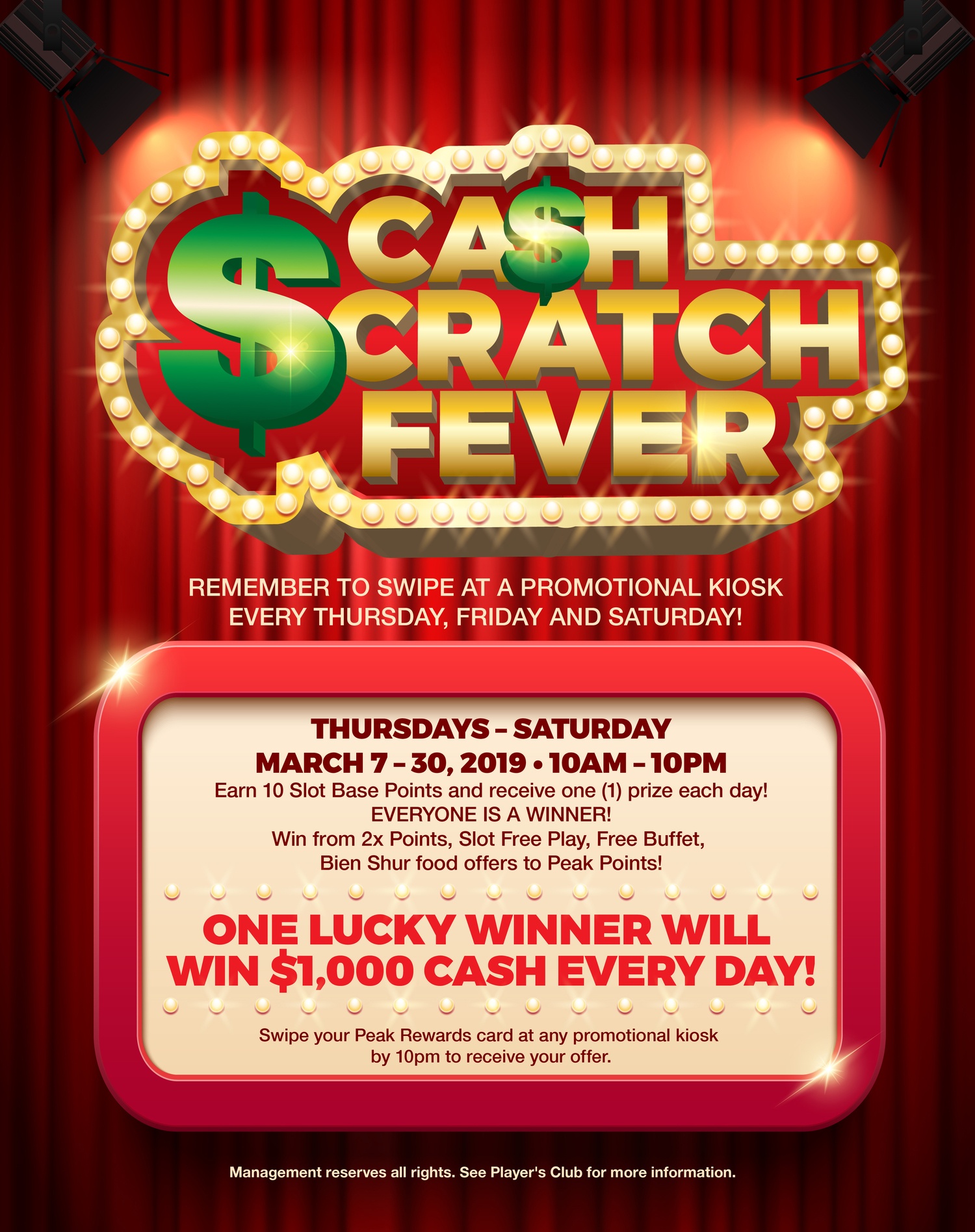 Cash Scratch Fever Promotion Gamble March