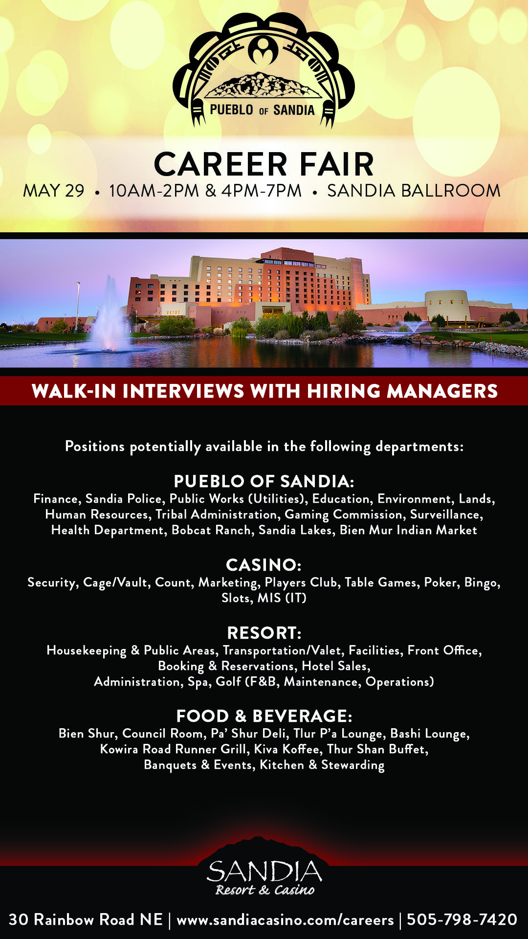 Careers Sandia Resort & Casino Albuquerque Dining & Lounges